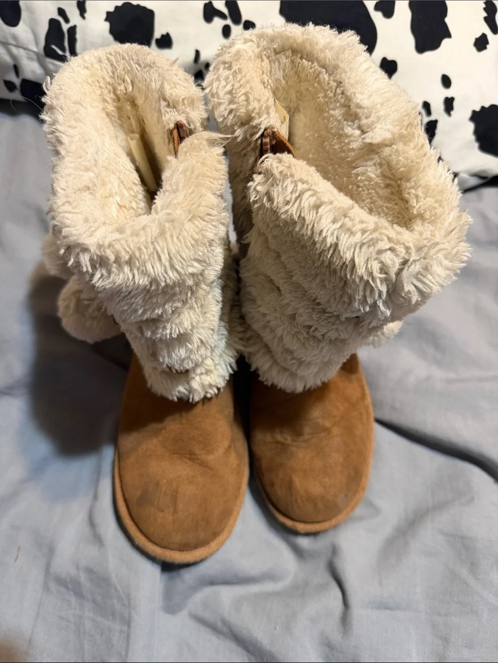 Kids Cozy Faux Fur Lined Winter Boots - Tan/Cream